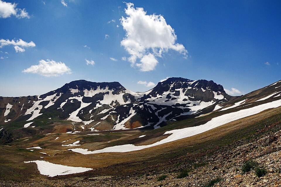 Southern and Western summits of Aragats seen from the crater, Armenia